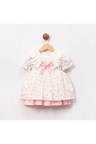 ministok Kayla Girl's Dress with Bow and Polka Dot