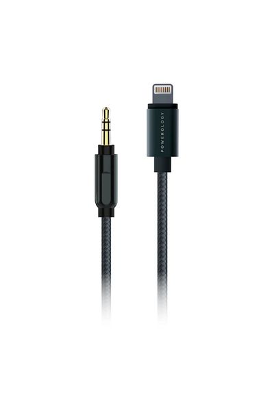 Powerology Aluminum Braided Lightning To 3.5Mm Aux Cable 1.2M - Gray