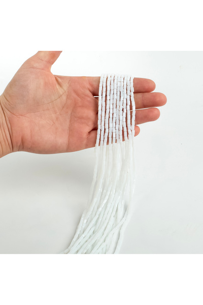 yfhobi 1 Dizi (90-95 Adet) - 2x4 mm Baget Kristal Cam Boncuk Dizisi Mat Beyaz...