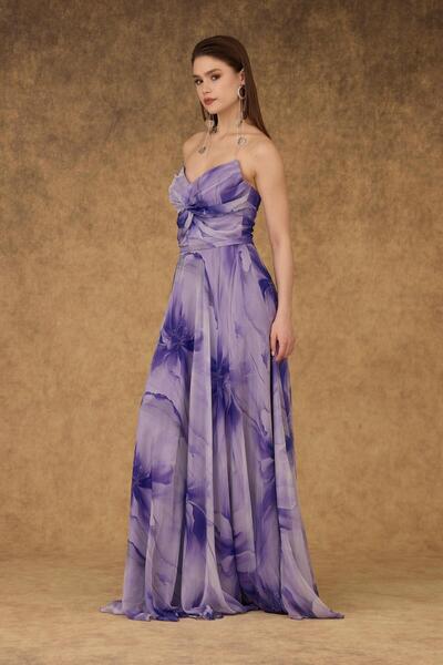 BUTİK KORİDOR Askılı Saten Uzun Abiye Elbise