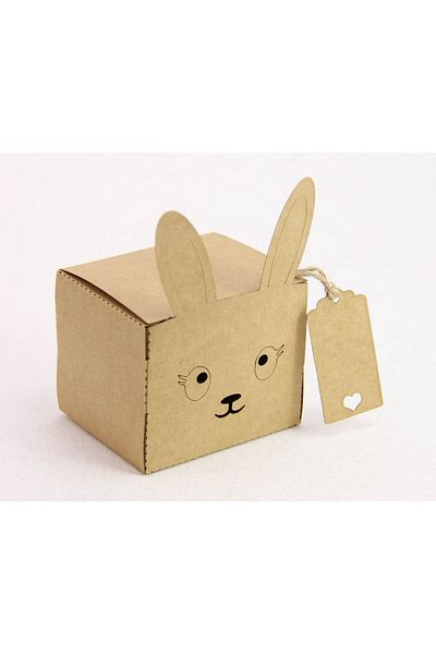 Tasarım Şeker Rabbit Shaped Kraft Cardboard Box - Gift Box - 25 Pieces