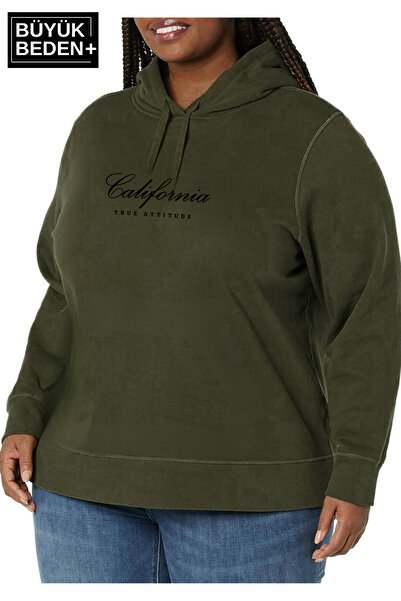 Superlife Women's Handwritten California Printed Large Size Thin Hooded Sweatshirt Spr25Bswk62