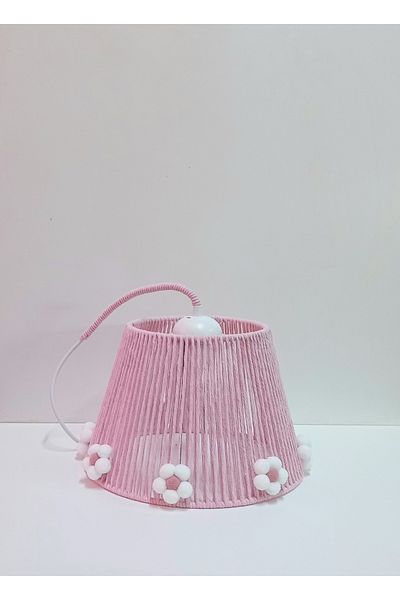 C&A&B KUZEY AVİZE Macrame Pink String Wrapped Pompom Floral Young Room Baby Kids Room Design Pendant Lamp Chandelier