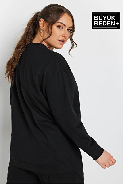 Superlife Γυναικείο χειρόγραφο California Printed Plus Size Slim Crew Neck Swatshirt SPR25BSWK63