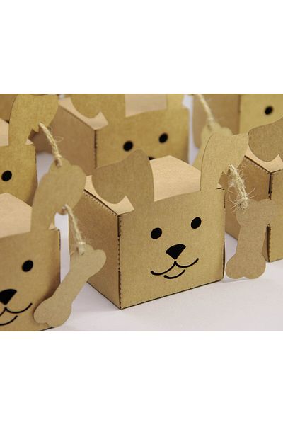 Tasarım Şeker Dog Shaped Kraft Cardboard Box - Gift Box - 25 Pieces