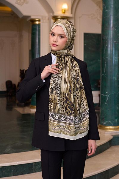 İpekhan Κρέμα σάλι με μοτίβο Voile Gold Voile Silk Shawl - 9802-10