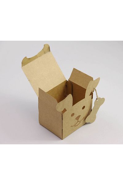 Tasarım Şeker Dog Shaped Kraft Cardboard Box - Gift Box - 25 Pieces