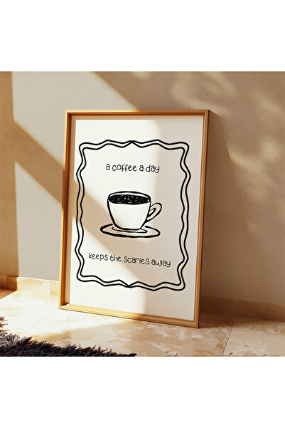 DES VU PRINT A Coffee A Day Keeps The Scaries Away, Kahve Temalı Espresso Kah...
