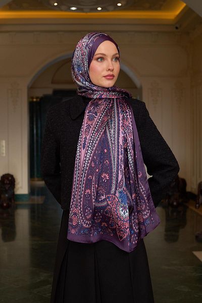 İpekhan Şal din voal indian violet vinete - 5009-15