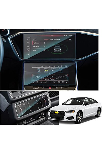 Mobilite أودي A6 2019-2024 موديل سفلي علوي متعدد الوسائط والتحكم في تكييف الهواء متوافق مع 3 قطع 9H Nano واقي شاشة