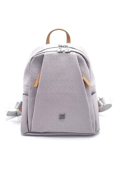 çantamgelsin Combinație de rucsac și portofel pentru femei JUST POLO, gri cu 9 compartimente, imprimate în relief