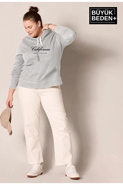 Superlife Women's Handwritten California Printed Large Size Thin Hooded Sweatshirt Spr25Bswk62
