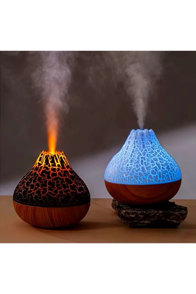 Fırsat Sende Hava Nemlendirici Buhar Makinası Led Işık Volkanik Alev Bambu Şı...