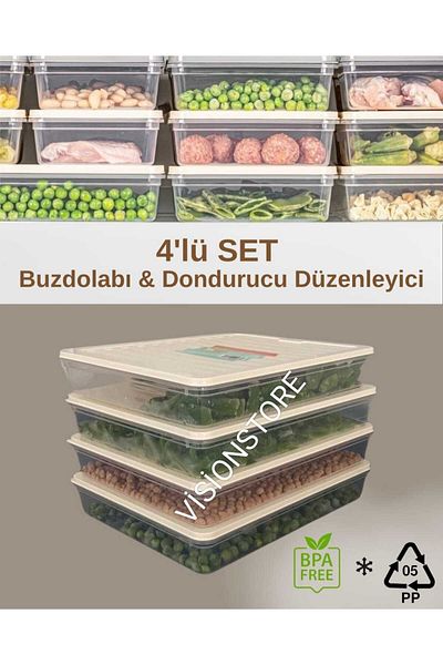 VİZYON منظم ثلاجة بغطاء أفقي، منظم صندوق الثلج، حاوية تخزين الثلاجة