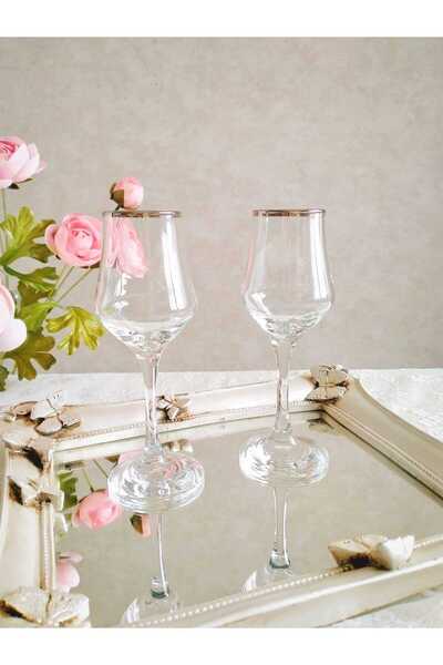 P H Panayır Home 2-Person Silver Gilt Glass Pedestal Water Cup 2-Piece Coffee Side Cup