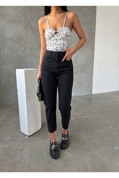 LİMABEL Αντίθετο Julia Black Lycra Mom Jeans