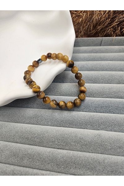 AURA Yellow Tiger Eye Unpainted Natural Stone Bracelet