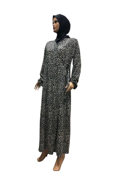 eflin Hijab Clothing Prayer Dress - Black/Cream, Caclitasi Pattern, Wrapped Lace