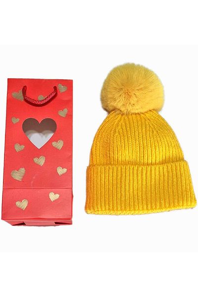 SOFT AKSESUAR Pompom Knitted Beret