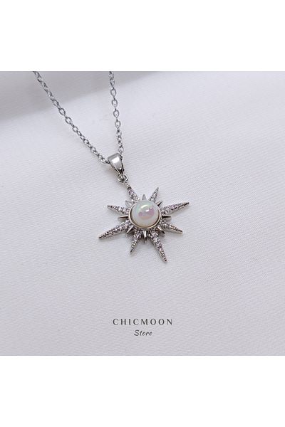 CHICMOON STORE Steel Silver Color Polar Star Necklace