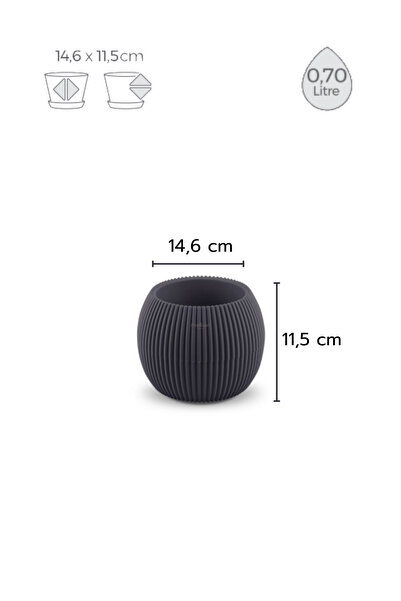 Melkan Home Dekoratif 2'li Mini Saksı Seti - Kaktüs, Orkide, Çiçekler İçin Modern Şık Saksı 0,70 Litre Antrasit