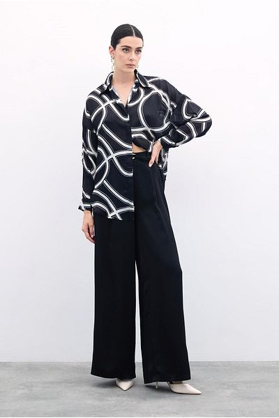 Sateen Cămașă neagră casual