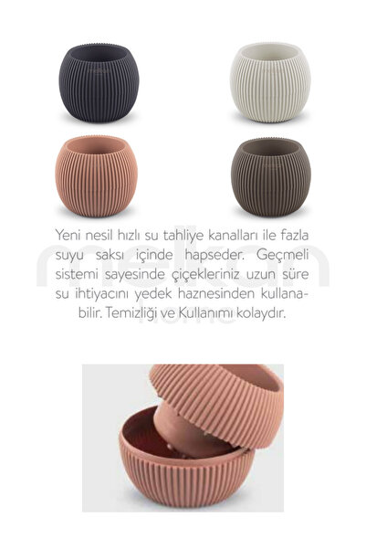 Melkan Home Dekoratif 2'li Mini Saksı Seti - Kaktüs, Orkide, Çiçekler İçin Modern Şık Saksı 0,70 Litre Antrasit
