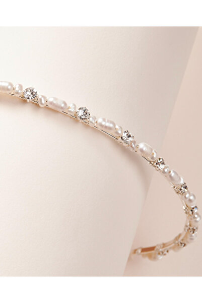 CSR AKSESUAR Special Day Bridal Crown with Silver Pearls & Zircon Stones