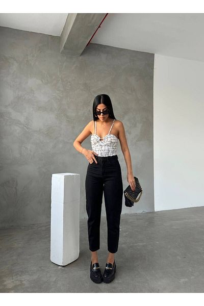 LİMABEL Αντίθετο Julia Black Lycra Mom Jeans