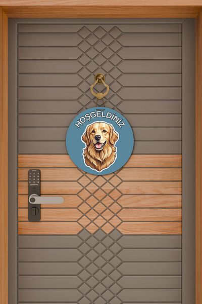 Rugmood Ornament Modern pentru Ușă Fundal Albastru Câine Auriu Ornament pentru Ușă de Exterior