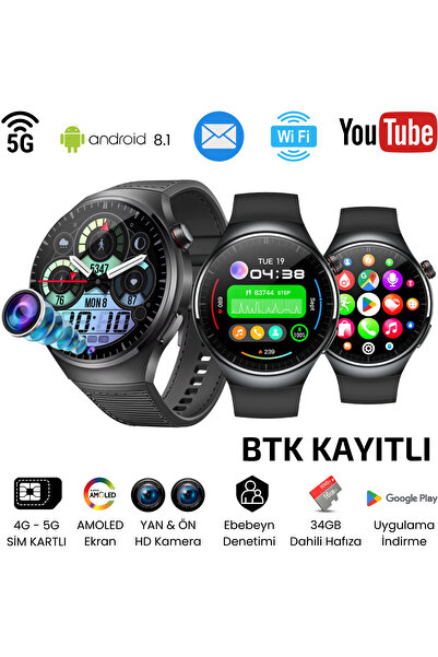 SONREİR Watch N61 Sim Kartlı 2 Kameralı 64gb Akıllı Saat Gps,wifi,play Store ...