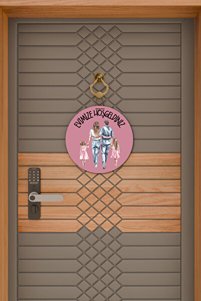 Rugmood Μοντέρνο στολίδι πόρτας Ροζ Στολίδι πόρτας εξωτερικού χώρου για οικογένεια με δύο κορίτσια