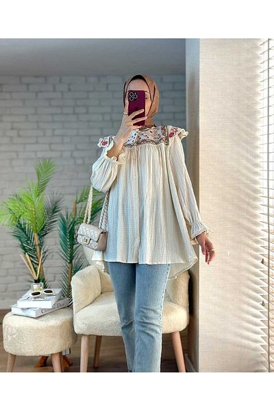 MODA VEDAT Κεντημένο χιτώνα με εταμίνη