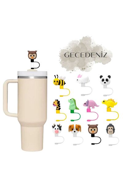 GECEDENİZ Stanley Animal Three-Dimensional Straw Stopper