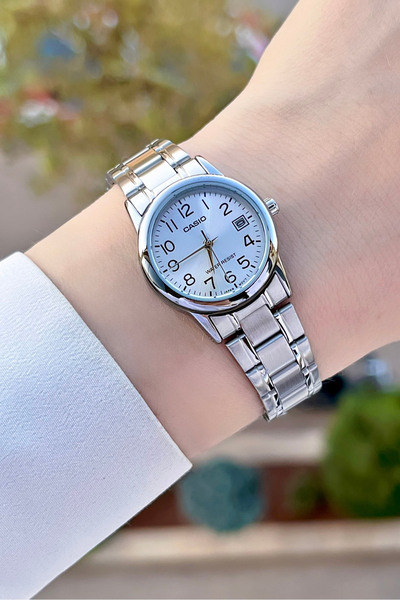 Casio Gümüş Renk Garantili Takvimli Kadın Kol Saati