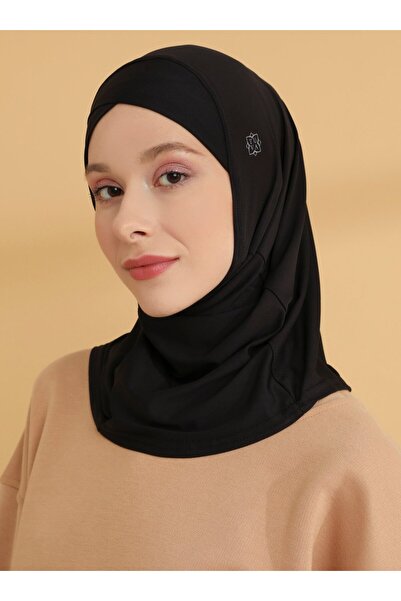 Tuva Şal Çapraz Hijab Spor Bone - Siyah - Tuva