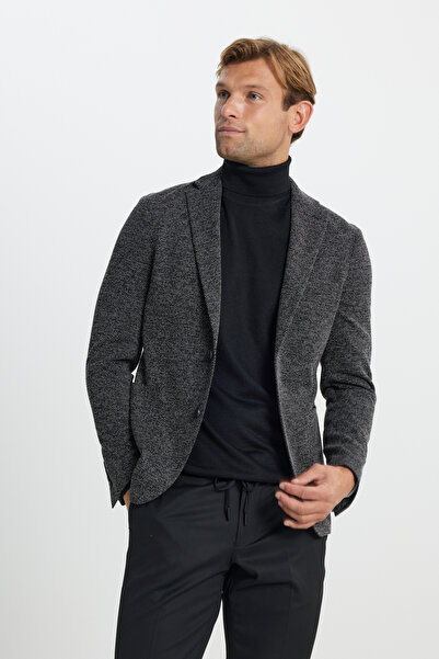 ALTINYILDIZ CLASSICS Slim Fit Dar Kesim Mono Yaka Armürlü Torba Cepli Blazer Ceket
