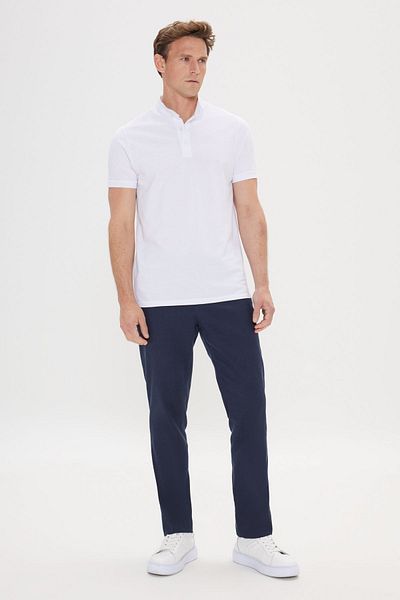 ALTINYILDIZ CLASSICS Λευκό Slim Fit Ανδρικό T-shirt - 100% βαμβάκι, γιακάς σταντ