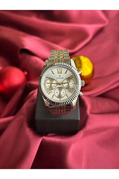 Store Yuvarlak Gümüş Renk Gold Detaylı Klasik Kadın Kol Saati