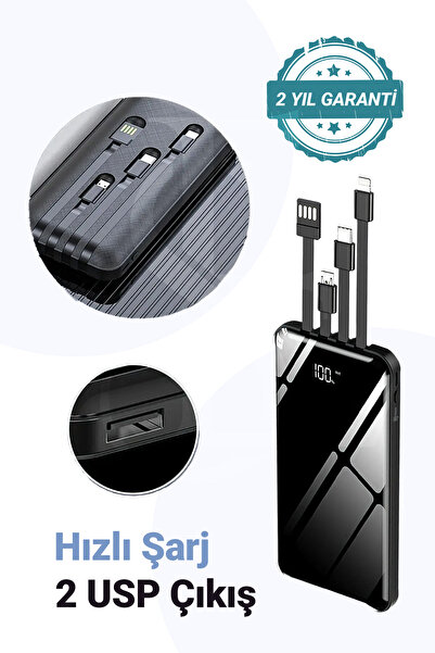 EN SİGA 10.000 Mah Prime Dijital Göstergeli Dahili Çoklu Kablolu Powerbank,si...