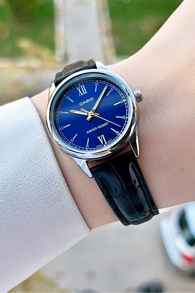 Casio Case Silver Dial Navy Blue Color Women's Wristwatch