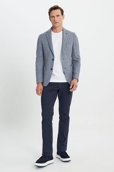 ALTINYILDIZ CLASSICS Slim Fit Slim Fit Mono μοτίβο γιακά Μπλε μπουφάν με τσέπη τσάντας