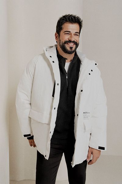 AC&Co / Altınyıldız Classics Ανδρικό κολάρο με λευκή κουκούλα Standard Fit Ζεστό αντιανεμικό μπουφάν