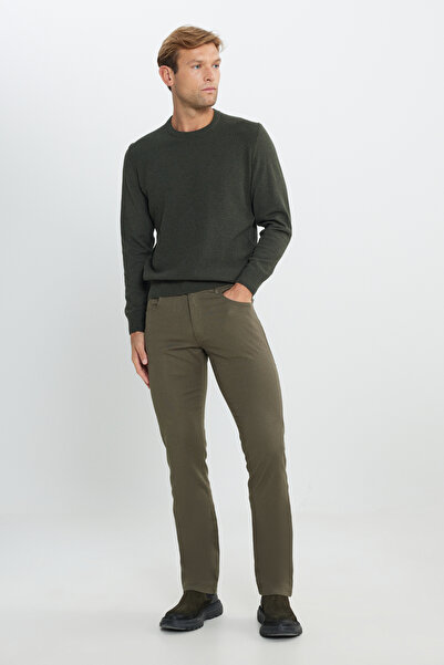 ALTINYILDIZ CLASSICS Men's Khaki Trousers - Comfort Fit, Relaxed Fit, Cotton, 5 Pockets, Greensboro