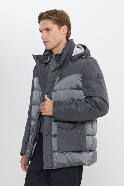 ALTINYILDIZ CLASSICS Erkek Antrasit Standart Fit Normal Kesim Dik Yaka Soğuk Geçirmeyen Kaban