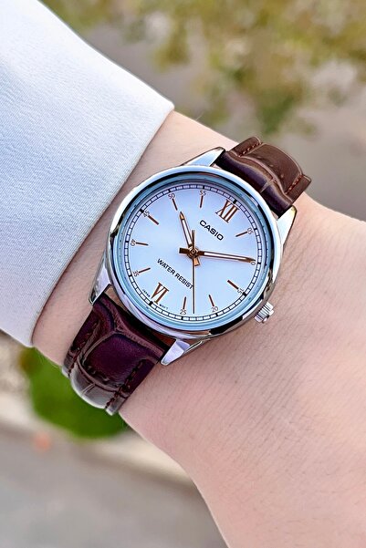 Casio Kasası Gümüş Kordonu Kahverengi Renk Kadın Kol Saati