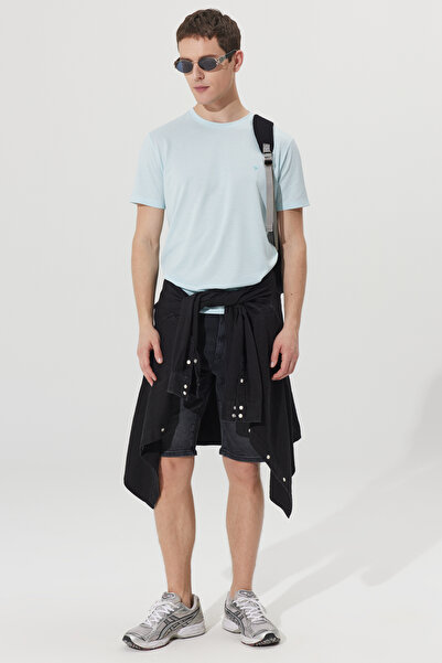 AC&Co / Altınyıldız Classics Erkek Antrasit Slim Fit Dar Kesim Pamuklu Esnek Denim Şort