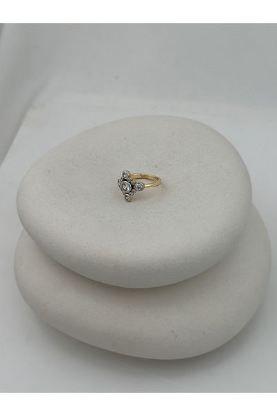 Jerie Gold Diamond Pattern Adjustable Ring
