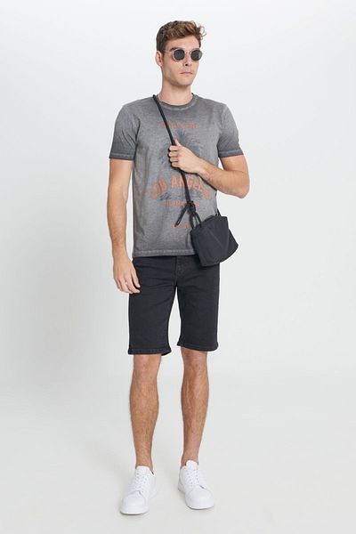 AC&Co / Altınyıldız Classics Men's Black Stretchy Slim Fit Denim Shorts