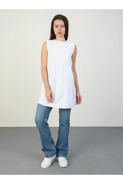 Benin White Poplin Sleeveless Tunic - Benin